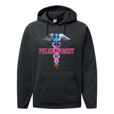 Phlebotomy Phlebotomist Caduceus Gifts Men Women Performance Fleece Hoodie