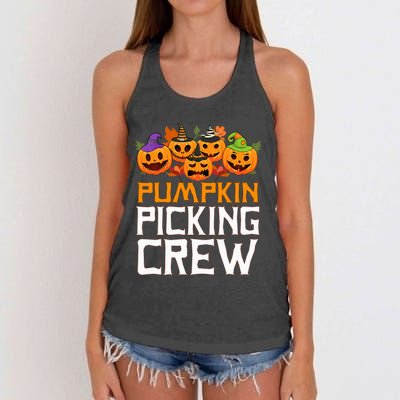 Pumpkin Picking Crew Halloween Family Matching Women's Knotted Racerback Tank