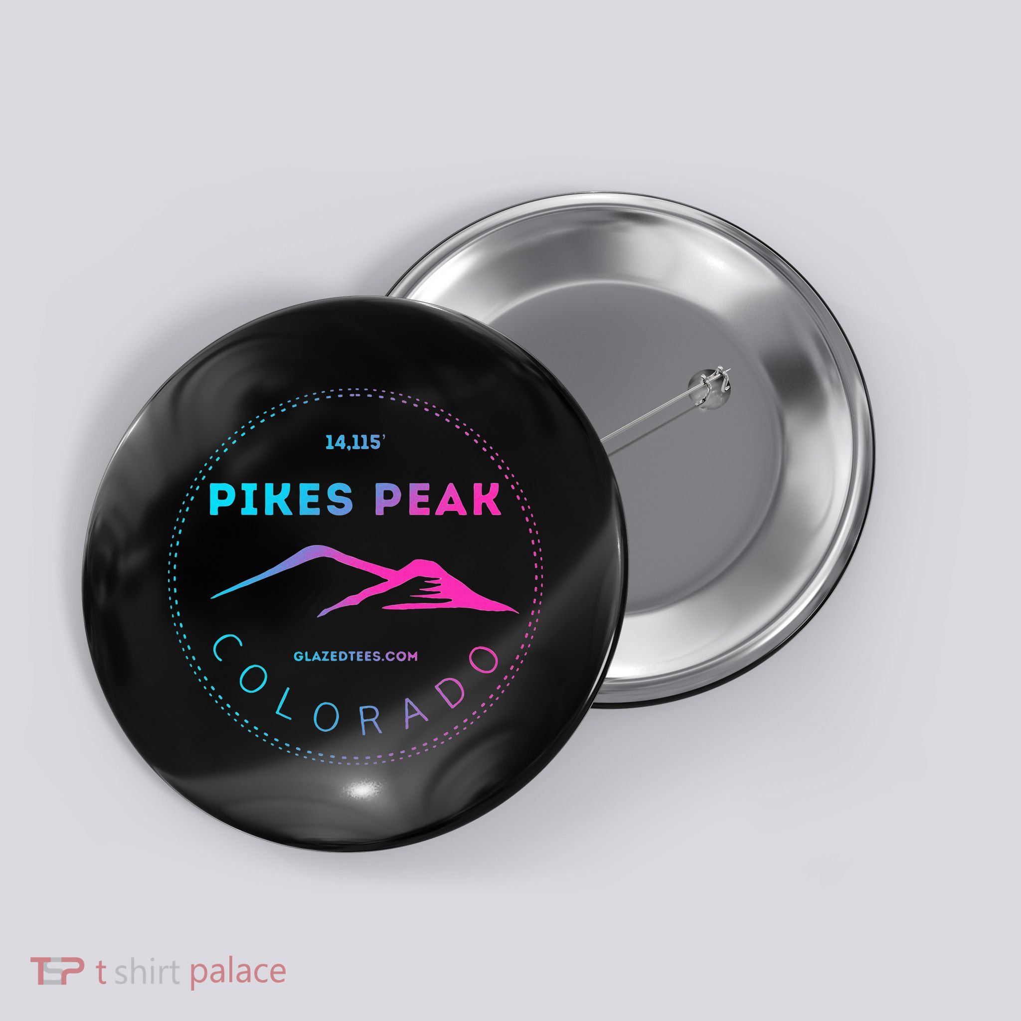 Pikes Peak Colorado Retro Mountain Adventure Button