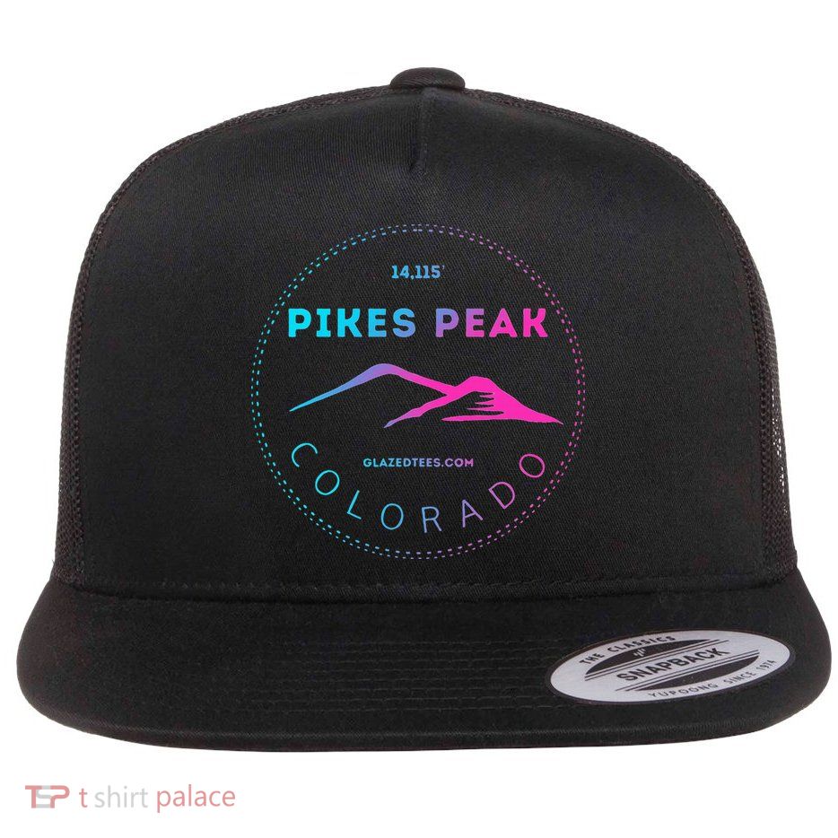 Pikes Peak Colorado Retro Mountain Adventure Flatbill Hat