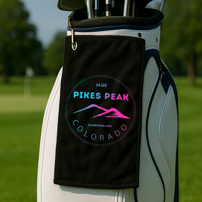 Pikes Peak Colorado Retro Mountain Adventure Golf Towel