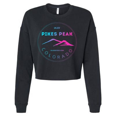 Pikes Peak Colorado Retro Mountain Adventure Cropped Pullover Crew
