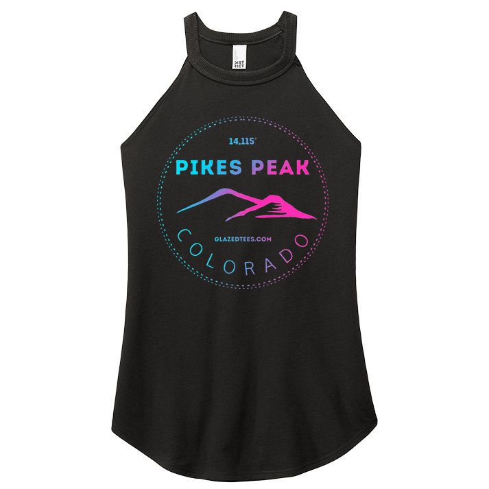 Pikes Peak Colorado Retro Mountain Adventure Women's Perfect Tri Rocker Tank