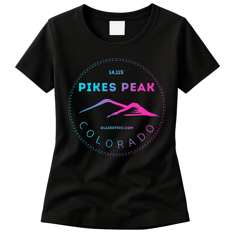 Pikes Peak Colorado Retro Mountain Adventure Womens T-Shirt