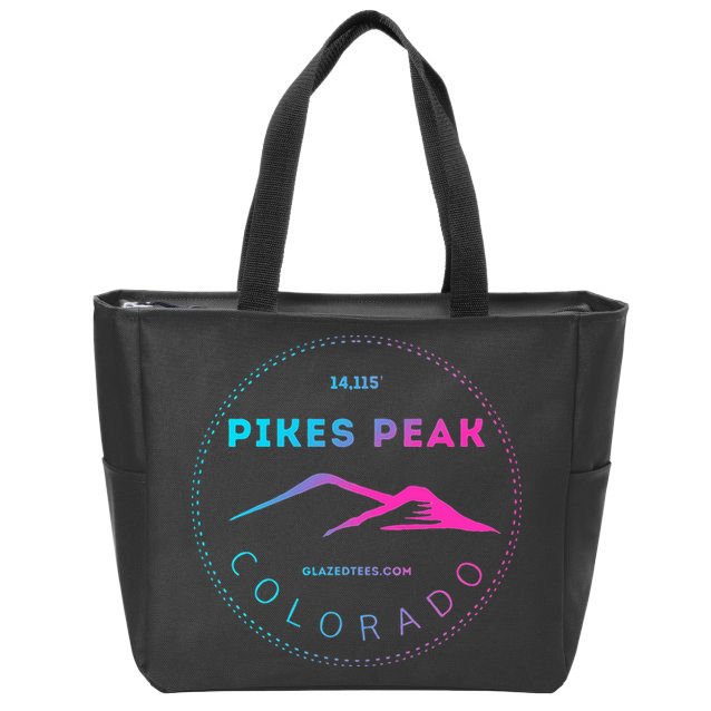 Pikes Peak Colorado Retro Mountain Adventure Zip Tote Bag