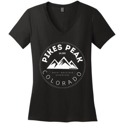 Pikes Peak Colorado Rocky Mountain Women's V-Neck T-Shirt