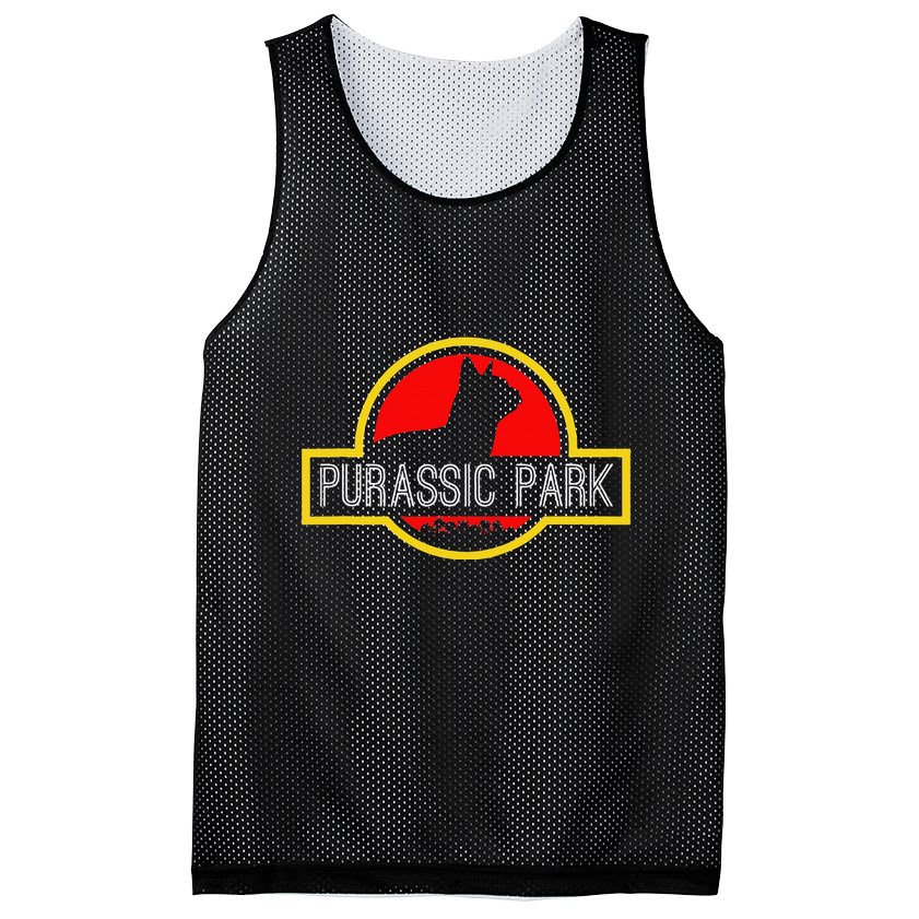 Purassic Park Cat Funny For Dinosaur Lovers Mesh Reversible Basketball Jersey Tank