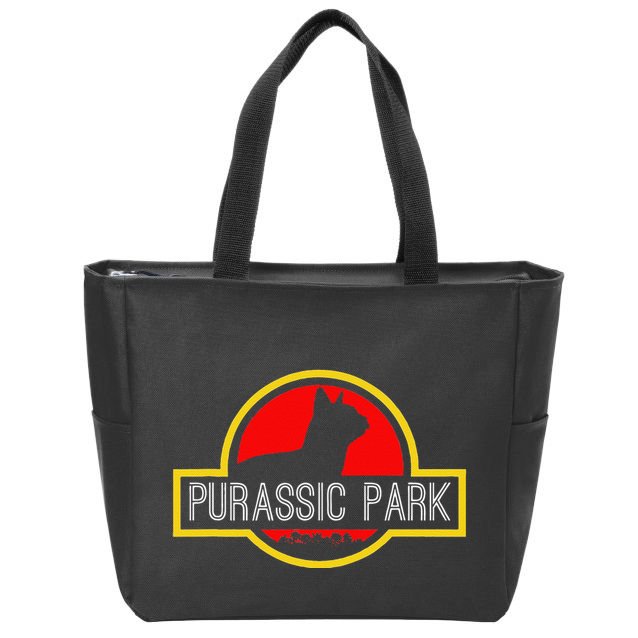 Purassic Park Cat Funny For Dinosaur Lovers Zip Tote Bag