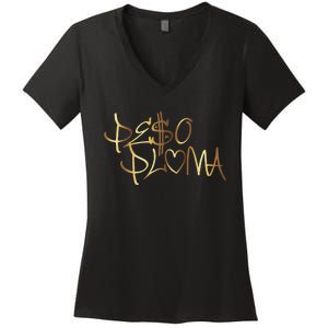 Pe$o Pluma corridos tumbados México belicos PPGold Women's V-Neck T-Shirt