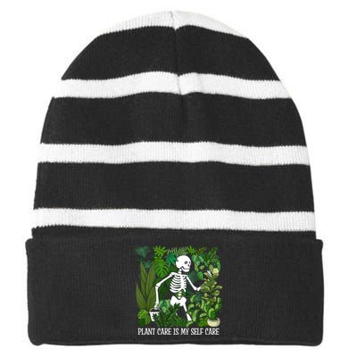 Plant Plant Care Is My Self Care Striped Beanie with Solid Band