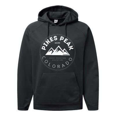 Pikes Peak Colorado Rocky Mountain Performance Fleece Hoodie