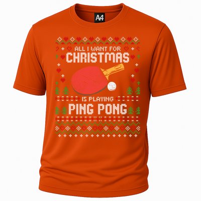 Ping Pong Christmas Table Tennis Player Ugly Xmas Gift Cooling Performance Crew T-Shirt