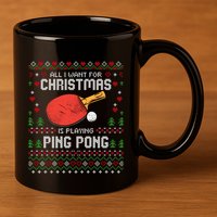 Ping Pong Christmas Table Tennis Player Ugly Xmas Gift 11oz C Handle Ceramic Mug