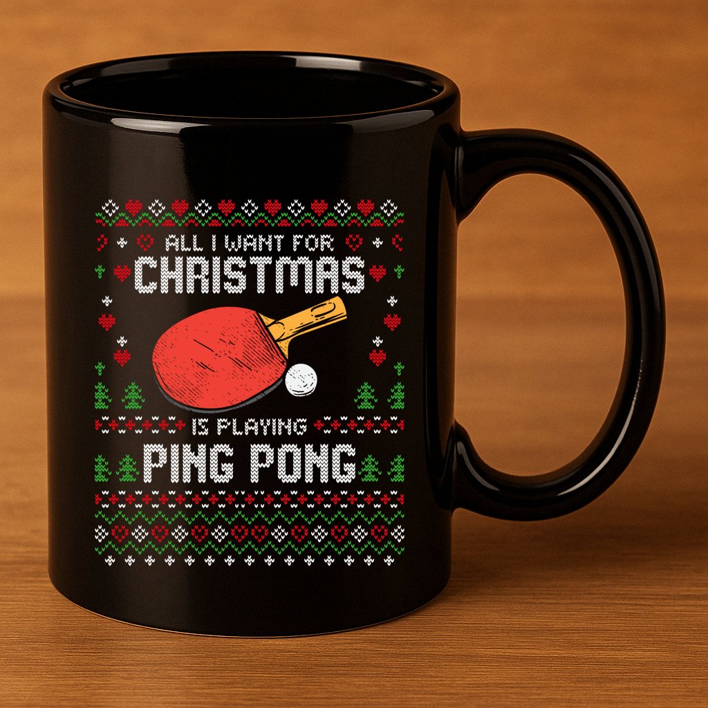 Ping Pong Christmas Table Tennis Player Ugly Xmas Gift 11oz C Handle Ceramic Mug