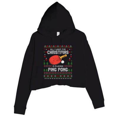Ping Pong Christmas Table Tennis Player Ugly Xmas Gift Crop Fleece Hoodie