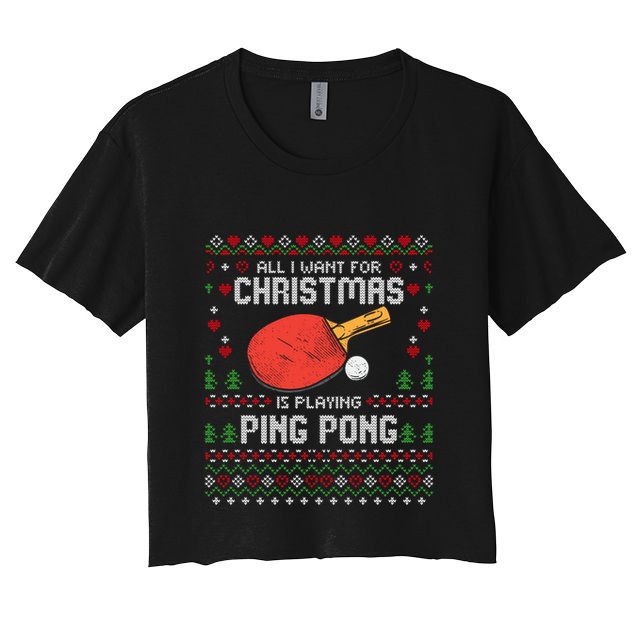 Ping Pong Christmas Table Tennis Player Ugly Xmas Gift Crop Top
