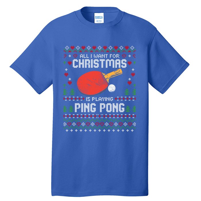 Ping Pong Christmas Table Tennis Player Ugly Xmas Gift Tall T-Shirt