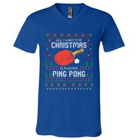 Ping Pong Christmas Table Tennis Player Ugly Xmas Gift V-Neck T-Shirt