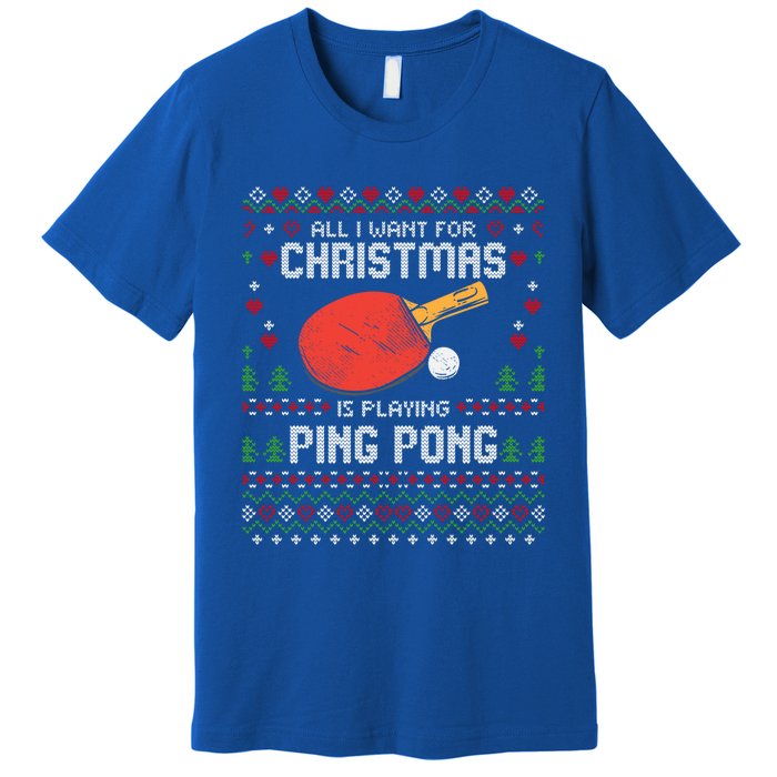 Ping Pong Christmas Table Tennis Player Ugly Xmas Gift Premium T-Shirt