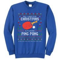 Ping Pong Christmas Table Tennis Player Ugly Xmas Gift Tall Sweatshirt