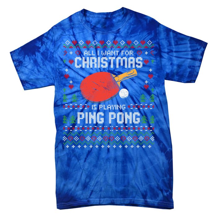 Ping Pong Christmas Table Tennis Player Ugly Xmas Gift Tie-Dye T-Shirt