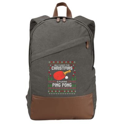 Ping Pong Christmas Table Tennis Player Ugly Xmas Gift Cotton Canvas Backpack