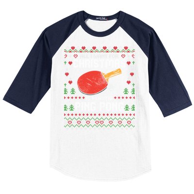 Ping Pong Christmas Table Tennis Player Ugly Xmas Gift Baseball Sleeve Shirt