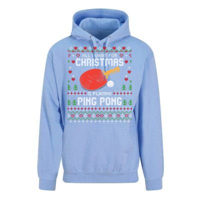 Ping Pong Christmas Table Tennis Player Ugly Xmas Gift Unisex Surf Hoodie