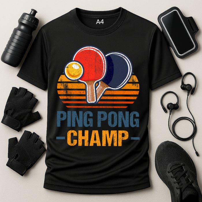 Ping Pong Champ Table Tennis Player Athlete Coach Champion Cooling Performance Crew T-Shirt