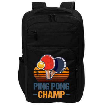 Ping Pong Champ Table Tennis Player Athlete Coach Champion Impact Tech Backpack