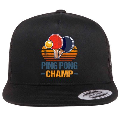 Ping Pong Champ Table Tennis Player Athlete Coach Champion Flat Bill Trucker Hat
