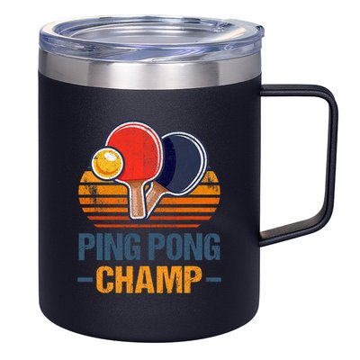Ping Pong Champ Table Tennis Player Athlete Coach Champion 12oz Stainless Steel Coffee Mug