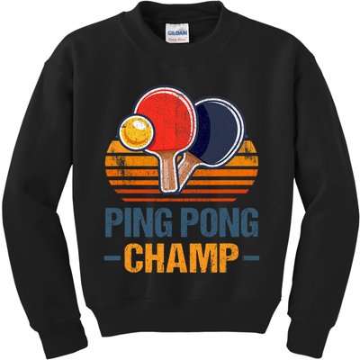 Ping Pong Champ Table Tennis Player Athlete Coach Champion Kids Sweatshirt