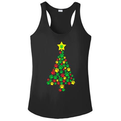 Paw Printed Christmas Tree Dog Puppies Cute Xmas Holiday Gift Ladies PosiCharge Competitor Racerback Tank