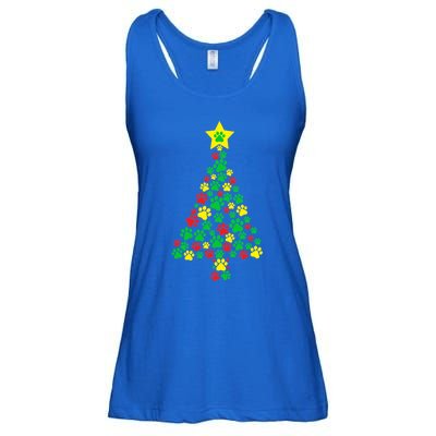 Paw Printed Christmas Tree Dog Puppies Cute Xmas Holiday Gift Ladies Essential Flowy Tank