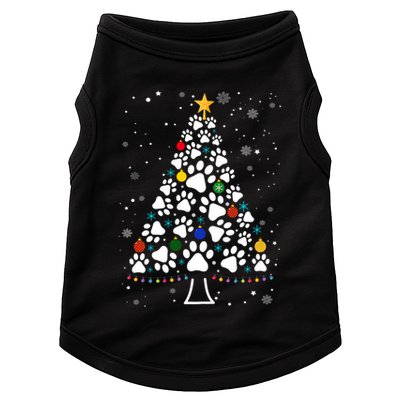 Paw Print Christmas Tree Lights Matching Family Xmas Doggie Tank