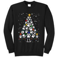Paw Print Christmas Tree Lights Matching Family Xmas Sweatshirt