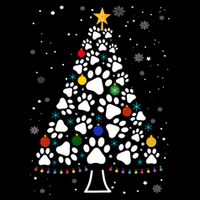 Paw Print Christmas Tree Lights Matching Family Xmas T-Shirt