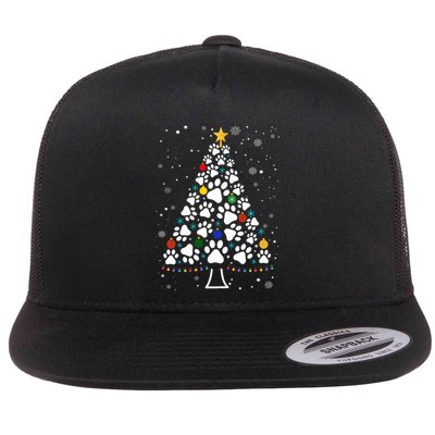 Paw Print Christmas Tree Lights Matching Family Xmas Flatbill Hat