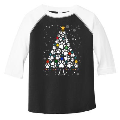 Paw Print Christmas Tree Lights Matching Family Xmas Toddler Fine Jersey T-Shirt
