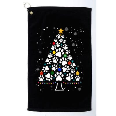 Paw Print Christmas Tree Lights Matching Family Xmas Golf Towel