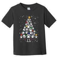 Paw Print Christmas Tree Lights Matching Family Xmas Toddler T-Shirt