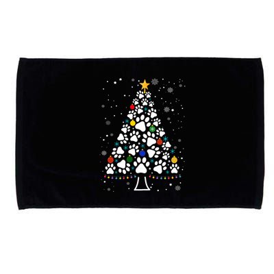 Paw Print Christmas Tree Lights Matching Family Xmas Microfiber Hand Towel