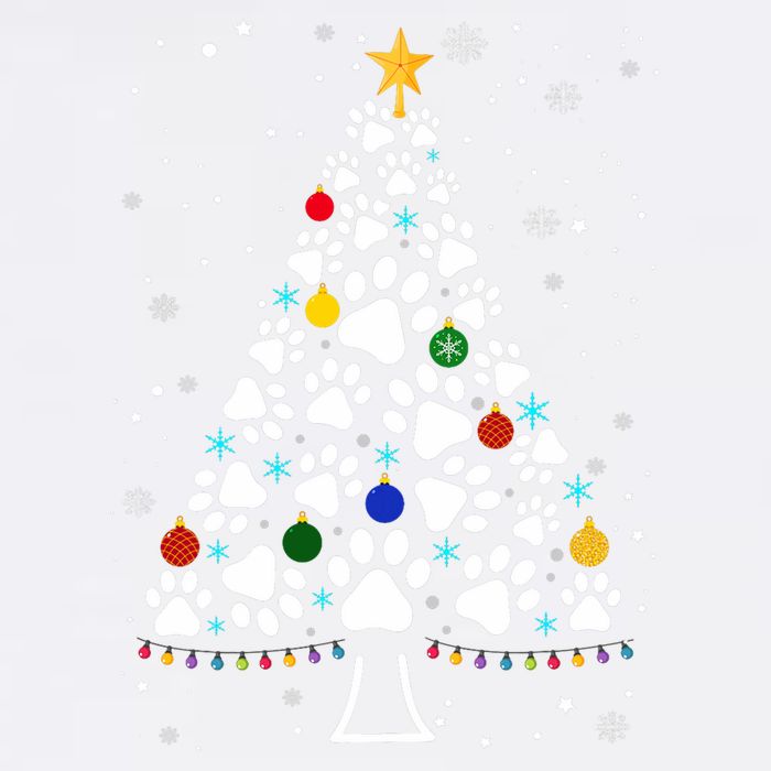 Paw Print Christmas Tree Lights Matching Family Xmas Garment-Dyed Sweatshirt