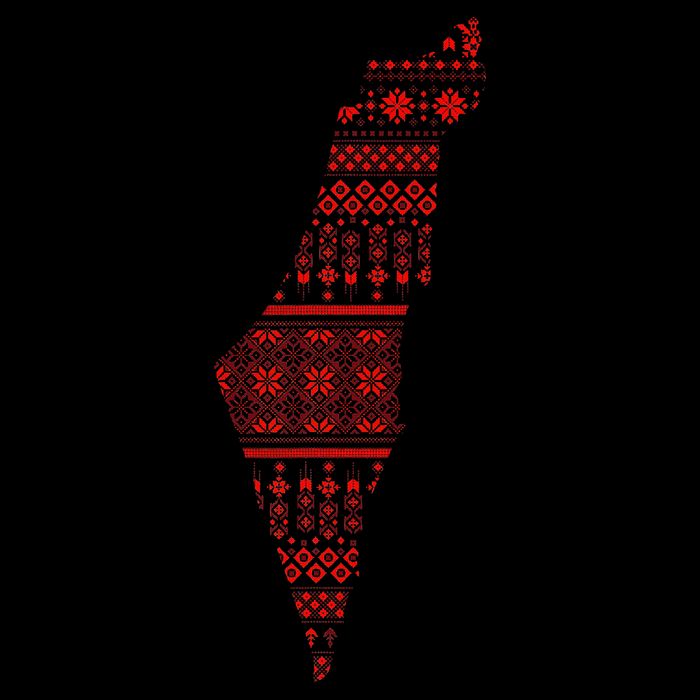 Palestine Palestinian Cross Stitch Map Cooling Performance Crew T-Shirt