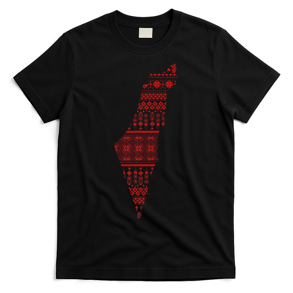 Palestine Palestinian Cross Stitch Map T-Shirt
