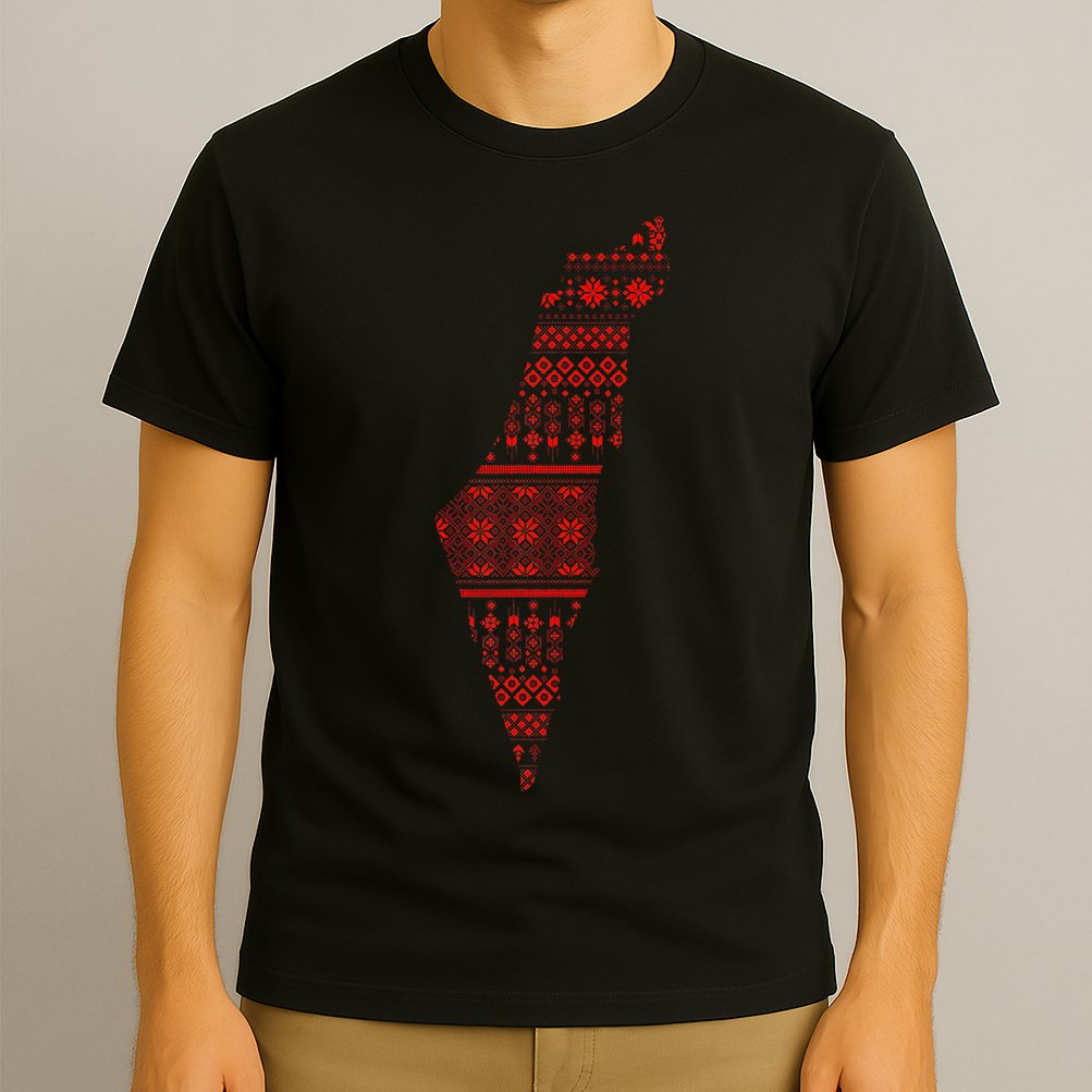 Palestine Palestinian Cross Stitch Map T-Shirt