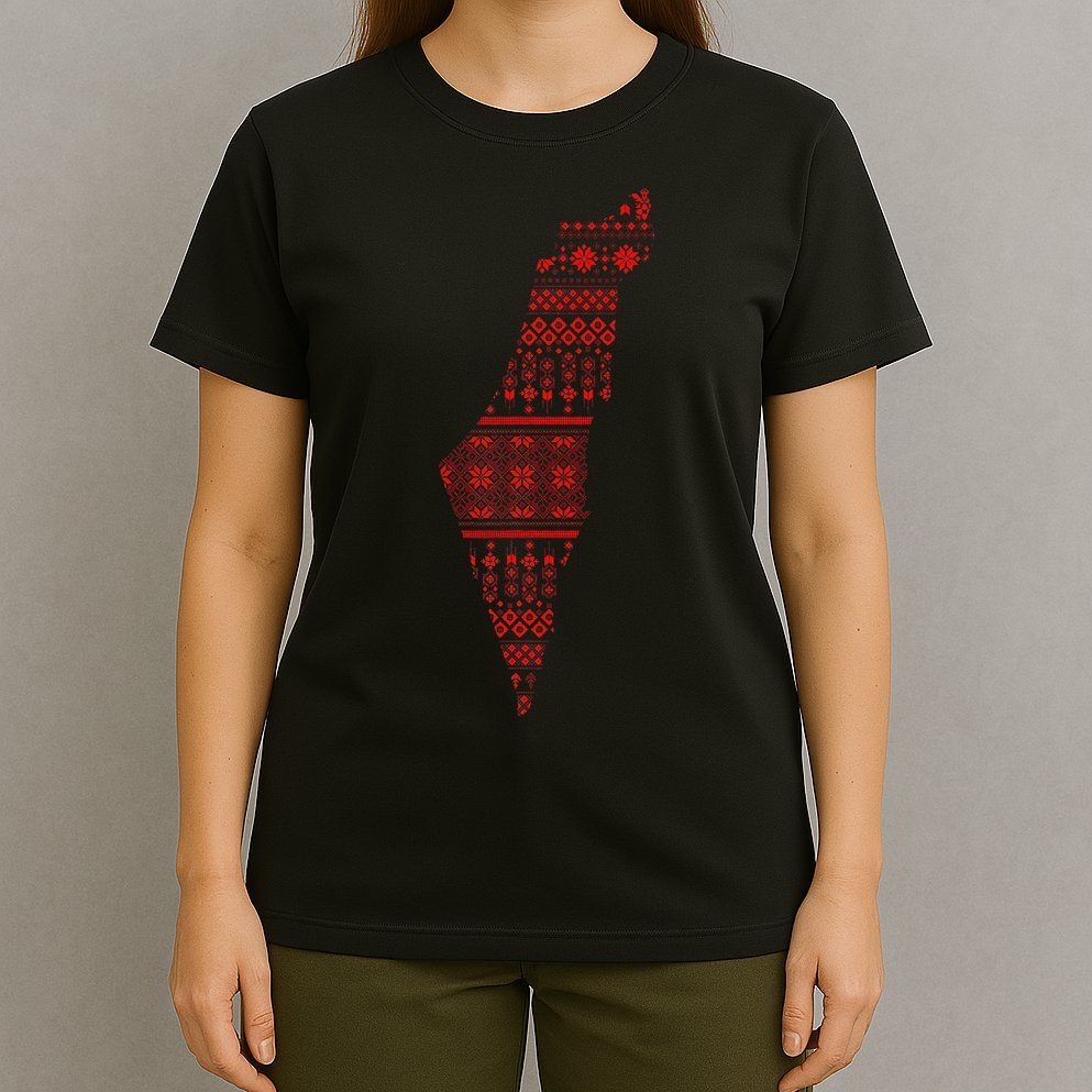 Palestine Palestinian Cross Stitch Map T-Shirt