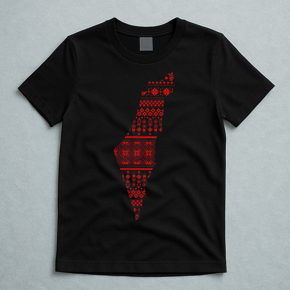 Palestine Palestinian Cross Stitch Map T-Shirt