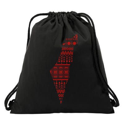 Palestine Palestinian Cross Stitch Map Drawstring Bag